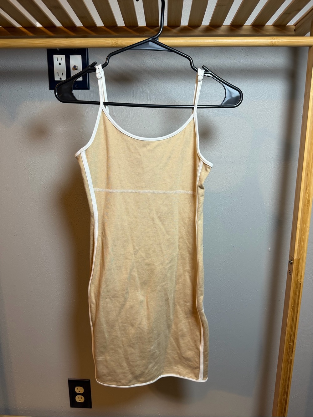 Forever 21 Beige Mini Slip Dress with White Trim